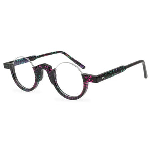 Occhiali da vista rotondi vintage in acetato Montatura da uomo Retro Mezza montatura Occhiali da vista piccoli Miopia ottica Montature per occhiali da vista Occhiali