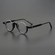 Carica l&#39;immagine nel visualizzatore di Gallery, Occhiali da vista rotondi vintage in acetato Montatura da uomo Retro Mezza montatura Occhiali da vista piccoli Miopia ottica Montature per occhiali da vista Occhiali