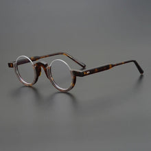 Carica l&#39;immagine nel visualizzatore di Gallery, Occhiali da vista rotondi vintage in acetato Montatura da uomo Retro Mezza montatura Occhiali da vista piccoli Miopia ottica Montature per occhiali da vista Occhiali