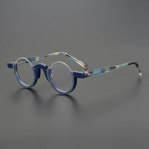 Occhiali da vista rotondi vintage in acetato Montatura da uomo Retro Mezza montatura Occhiali da vista piccoli Miopia ottica Montature per occhiali da vista Occhiali