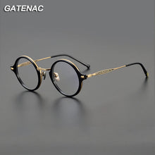 Load image into Gallery viewer, Vintage Acetate Titanium Eyeglasses Frame Men Round Myopia Prescription Glasses Frame Women Retro Japan   Brand Eyewear