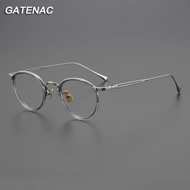 Vintage Acetate Titanium Eyeglasses Frame Men Round Prescription Myopia Glasses Frame Women Retro Luxury Brand Designer Eyewear