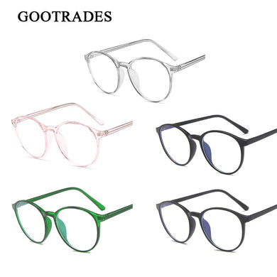 Vintage Anti Blue Light Eyeglasses Women Transparent Round Glasses Frame Men Computer Eyewear Flat Mirror Spectacles