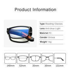 Load image into Gallery viewer, Vintage Blue Light Blocking Reading Glasses Unisex Portable Eyewear with Glasses Box  Men Women Foldable Presbyopia Eyeglasses