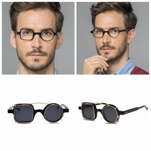 Load image into Gallery viewer, Vintage Hand Made Sunglass Optical two lens Round square Frame Retro Acetate Eyewear Frames Reading glasses men frames sunglass
