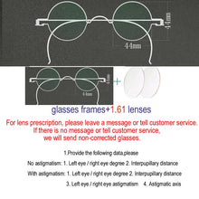 Load image into Gallery viewer, Vintage Handmade Old Glasses 30 32 34 36 38mm Small Round Myopia Optical Prescription Anti-Blu-ray Eyewear Frame Female Retro