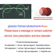 Load image into Gallery viewer, Vintage Handmade Old Glasses 30 32 34 36 38mm Small Round Myopia Optical Prescription Anti-Blu-ray Eyewear Frame Female Retro