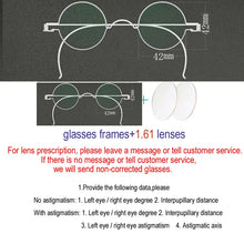 Load image into Gallery viewer, Vintage Handmade Old Glasses 30 32 34 36 38mm Small Round Myopia Optical Prescription Anti-Blu-ray Eyewear Frame Female Retro