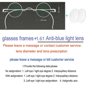 Vintage Handmade Old Glasses 30 32 34 36 38mm Small Round Myopia Optical Prescription Anti-Blu-ray Eyewear Frame Female Retro