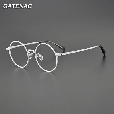 Vintage Pure Titanium Eyeglasses Frame Men Japan Round Prescription Myopia Glasses Frame Women Retro   Brand Eyewear