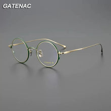Load image into Gallery viewer, Vintage Pure Titanium Eyeglasses Frame Men Round   Brand Prescription Myopia Glasses Frame Women   Retro Eyewear