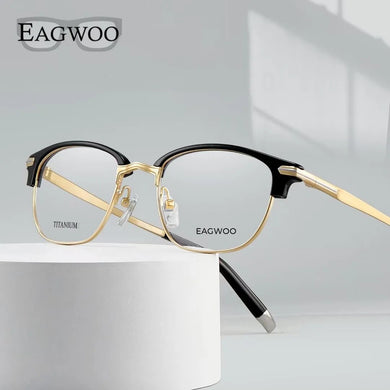 Vintage Pure Titanium Eyeglasses Full Rim Optical Frame Prescription Eyebrow Designed High Grade Glasses