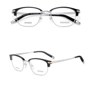 Vintage Pure Titanium Eyeglasses Full Rim Optical Frame Prescription Eyebrow Designed High Grade Glasses