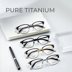 Vintage Pure Titanium Eyeglasses Full Rim Optical Frame Prescription Eyebrow Designed High Grade Glasses