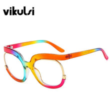 Load image into Gallery viewer, Vintage Rainbow Oversized Glasses Women Half Frame Eyeglasses Retro Optical Glasses Frame Transparent Lens Reading Spectacles