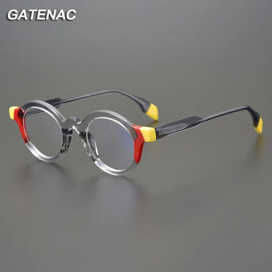 Vintage Round Acetate Glasses Frame Men 2022 Prescription Myopia Optical Retro Eyeglasses Frame Women Luxury Brand Eyewear