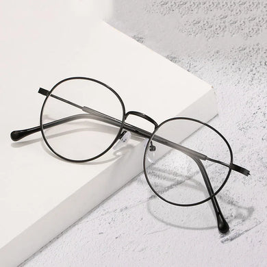 Vintage Round Glasses Woman Man Transparent Anti Blue Light Computer Eyewear Clear Lens Retro Metal Eyeglasses Frame Unisex