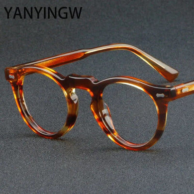 Vintage Round   Acetate Glasses Frames Men Women Brand Designer  Optical Prescription Glasses