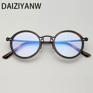 Vintage Round Optical Acetate Glasses Frames Pure Titanium Men Women  High-Grade Alloy Eyeglasses