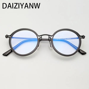 Vintage Round Optical Acetate Glasses Frames Pure Titanium Men Women  High-Grade Alloy Eyeglasses