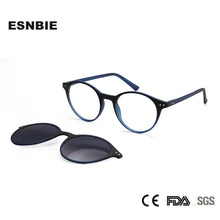 Load image into Gallery viewer, Vintage Round Optical Glasses Frame With Magnetic Clip On Sunglasses Polarized Women Men Tr90 Eyewear Oculos De Grau Masculino