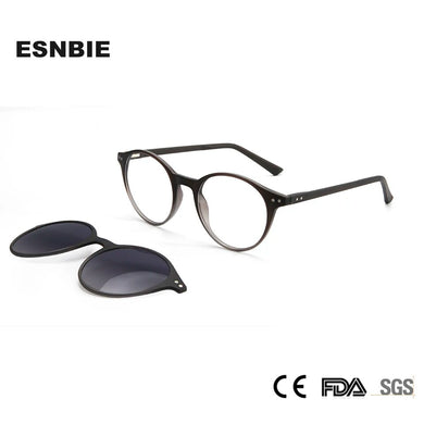 Vintage Round Optical Glasses Frame With Magnetic Clip On Sunglasses Polarized Women Men Tr90 Eyewear Oculos De Grau Masculino