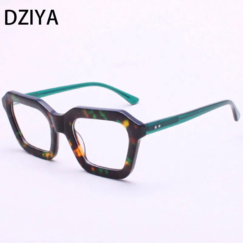 Vintage Square Acetate Glasses Frame Men Myopia Optical Prescription Eyeglasses Frame Women Leopard Eyewear 60688