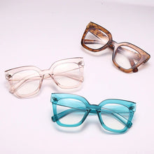 Load image into Gallery viewer, Vintage Square Eyeglasses Frame For Women Fashion Computer Anti Blue Light Glasses Leopard Cat Eye Transparent Lens Fake Glasses