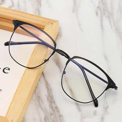 Vintage Square Glasses Man Woman Fashion Retro Metal Frame Eyeglasses Transparent Clear Lens Black Eyebrow Spectacle