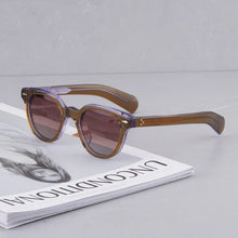 Load image into Gallery viewer, Vintage Sunglasses for Men and Women Series Handmade Craft Oval Tortoise Acetate Glasses Red Lens Sunglasses Men Sunglasses