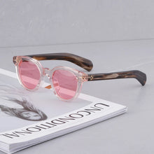 Load image into Gallery viewer, Vintage Sunglasses for Men and Women Series Handmade Craft Oval Tortoise Acetate Glasses Red Lens Sunglasses Men Sunglasses