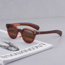 Load image into Gallery viewer, Vintage Sunglasses for Men and Women Series Handmade Craft Oval Tortoise Acetate Glasses Red Lens Sunglasses Men Sunglasses