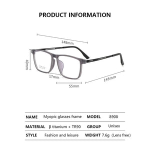 Vintage TR90 Titanium Eyeglasses Frame Men Square Myopia Prescription Glasses Women Retro Optical Glasses Frame Eyewear