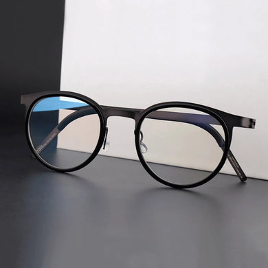 Vintage Titanium Acetate Myopia Glasses Frame Men Retro Round Optical Eyeglasses Women Denmark Brand Screwless Korean Spectacles