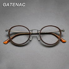 Load image into Gallery viewer, Vintage Titanium Eyeglasses Frame Men Round Myopia Prescription Glasses Women Retro Optical Glasses Frame Eyewear