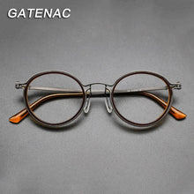 Load image into Gallery viewer, Vintage Titanium Eyeglasses Frame Men Round Myopia Prescription Glasses Women Retro Optical Luxury Brand Glasses Frame Eyewear