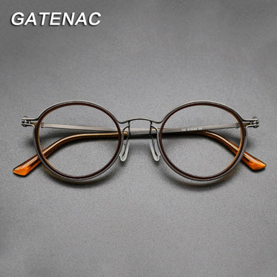 Vintage Titanium Eyeglasses Frame Men Round Myopia Prescription Glasses Women Retro Optical Glasses Frame Eyewear