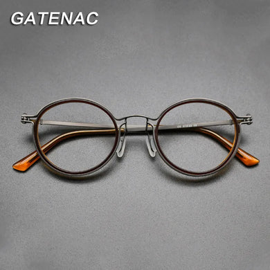 Vintage Titanium Eyeglasses Frame Men Round Myopia Prescription Glasses Women Retro Optical Luxury Brand Glasses Frame Eyewear