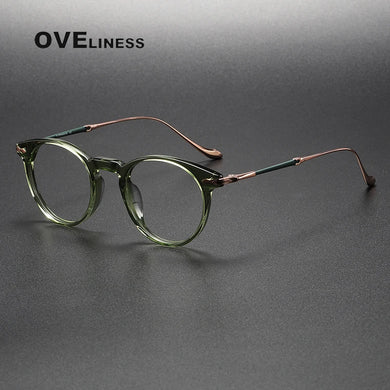 Vintage Titanium Eyeglasses Frame Men Round Myopia Prescription Glasses Women Retro Optical   Brand Glasses Frame Eyewear