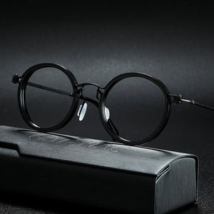 Vintage Titanium Eyeglasses Frame Men Round Myopia Prescription Glasses Women Retro Optical Glasses Frame Eyewear