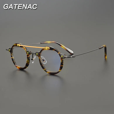 Vintage Titanium Glasses Frame Men Round Myopia Optical Prescription Eyeglasses Frame Women Retro Designer Luxury Brand Eyewear
