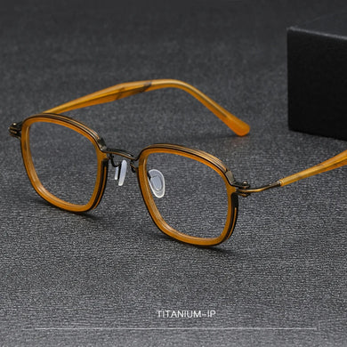 Vintage Titanium Square Optical Eyeglasses Frame Men Women Unisex Full Rim Myopia Glasses Frames Italian Luxury Brand Eyewear