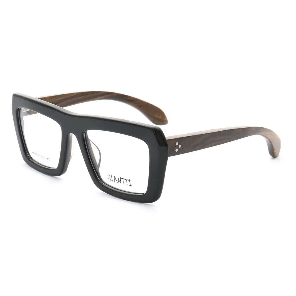 Occhiali da vista vintage da donna in legno con montatura da uomo in legno con montatura per occhiali oversize quadrata alla moda retrò Rx occhiali da vista neri ottici