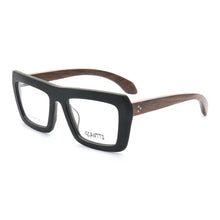 Carica l&#39;immagine nel visualizzatore di Gallery, Occhiali da vista vintage da donna in legno con montatura da uomo in legno con montatura per occhiali oversize quadrata alla moda retrò Rx occhiali da vista neri ottici