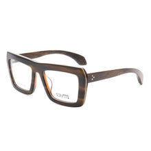 Carica l&#39;immagine nel visualizzatore di Gallery, Occhiali da vista vintage da donna in legno con montatura da uomo in legno con montatura per occhiali oversize quadrata alla moda retrò Rx occhiali da vista neri ottici
