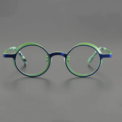 Vintage two-color pure titanium glasses frame men's and women's round optical glasses frame to make prescription glasses for myo