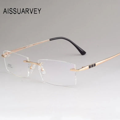Men Glasses Frames Rimless Eyeglasses Optical Designer Prescription Alloy Light Handsome Business Eyewear  Frame