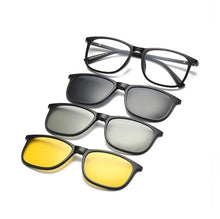 Load image into Gallery viewer, Width-137 Spring hinge 3D lenses eyewear magnetic clip TR myopia glasses frame with clip on three Polarized Sunglasses Goggles