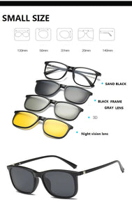 Width-137 Spring hinge 3D lenses eyewear magnetic clip TR myopia glasses frame with clip on three Polarized Sunglasses Goggles