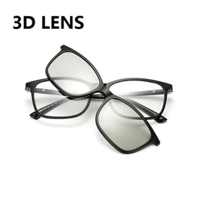 Width-137 Spring hinge 3D lenses eyewear magnetic clip TR myopia glasses frame with clip on three Polarized Sunglasses Goggles